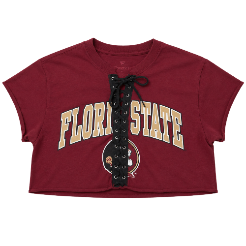 Fanatics Maroon Florida State Lace-Up Cropped T-Shirt