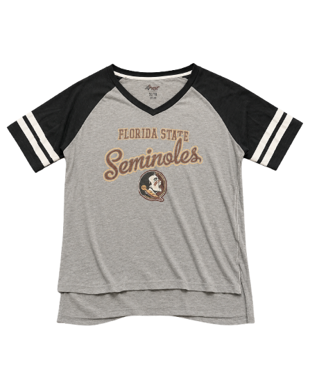 4her Florida State Seminoles Grey and Black Raglan V-Neck T-Shirt